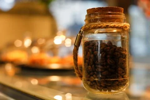 Jar of Coffee Beans Stockfoto's