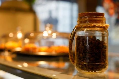 Jar of Coffee Beans Stockfoto's