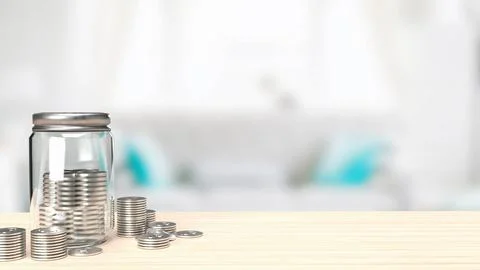 The jar coins for saving concept 3d rendering Stock Photos