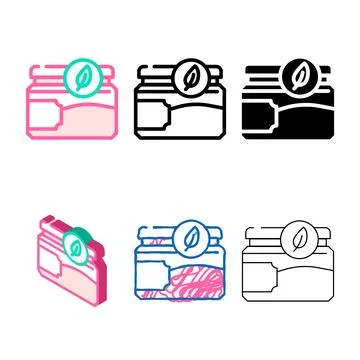 Jar for cosmetics zero waste color range icon vector Stock Illustration
