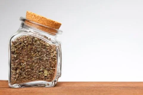 Jar of dried herbs Foto stock