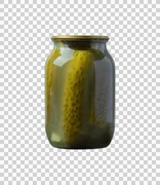 Jar of Fermented Cucumbers Isolated on Transparent Background Stock Photos