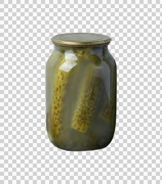 Jar of Fermented Cucumbers Isolated on Transparent Background Photos
