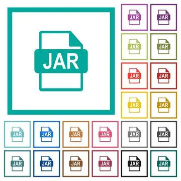 JAR file format flat color icons with quadrant frames Stockillustratie