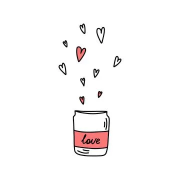 Jar filled with hearts Illustrazione stock