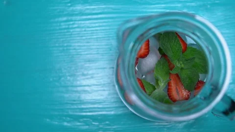 Jar filled with tonic water Stock Footage 92057662