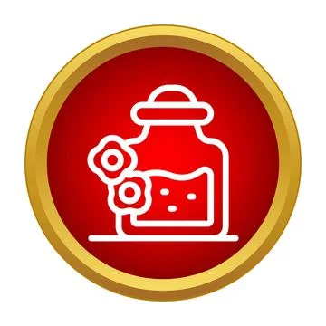 Jar with floral elixir icon on red background Stock Illustration