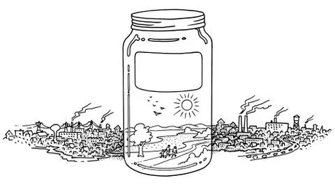 A jar full on clean environment Stock Illustration