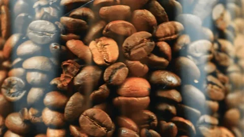 Jar full of coffee beans rotating on display macro 4K footage Stock-Footage 252030074