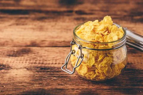 Jar full of corn flakes Stock Photos