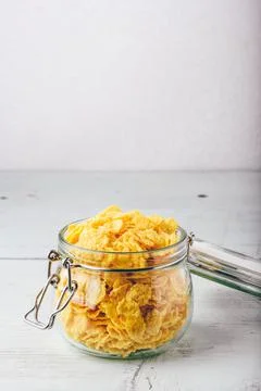 Jar full of corn flakes Stock Photos