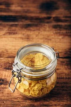 Jar full of corn flakes Stock Photos