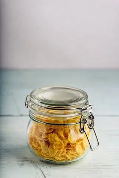 Jar full of corn flakes Stock Photos