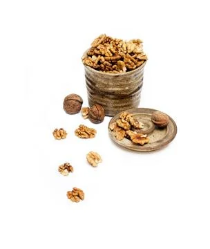 Jar full of walnuts Foto stock