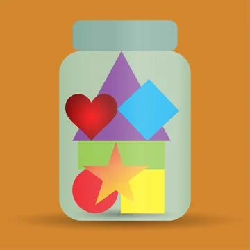 Jar with geometric shapes Stock Illustration