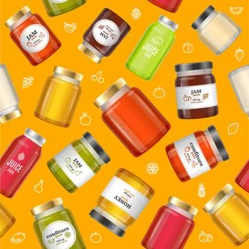 Jar Glass with Jam Background Pattern. Vector Stock Illustration