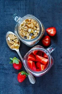 Jar with granola Stock Photos
