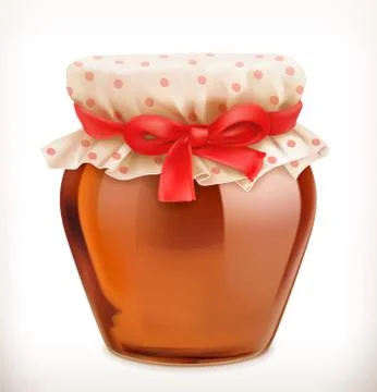 Jar of honey. 3d vector icon Stock Illustration