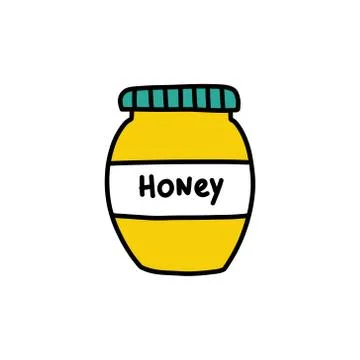 Jar of honey doodle icon, vector color illustration Stock Illustration