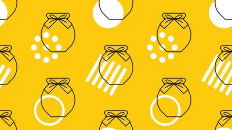 Jar of honey seamless pattern Stock Illustration