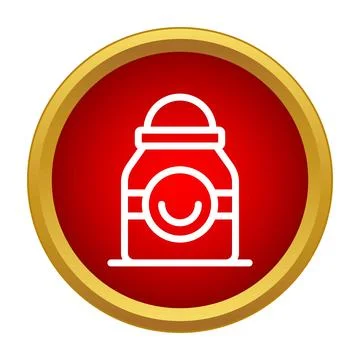Jar icon with happy face label on red button Illustrazione stock