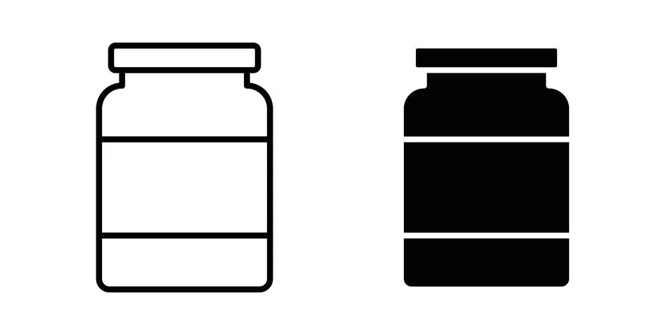 Jar icon pack with silhouette and stroke web icons Stock Illustration