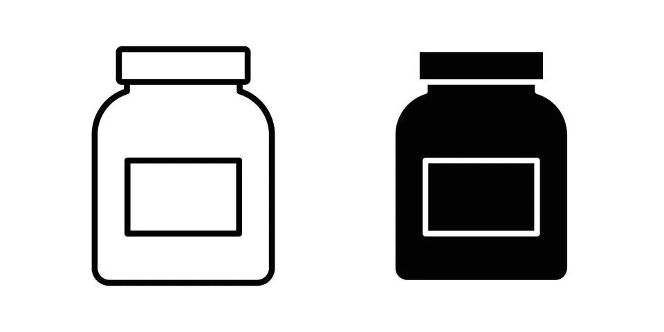 Jar icon silhouette vector set. thin line pack Stock Illustration