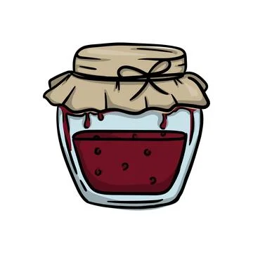 Jar of jam. Bright vector hand drawn illustration Stock Illustration