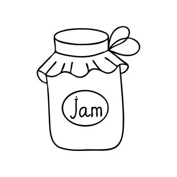 Jar of jam in doodle style. Vector illustration isolated on white background Stock Illustration