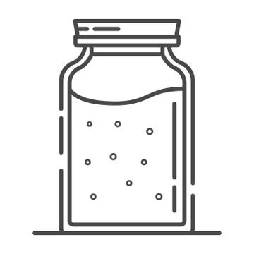 Jar of jam line art icon. Outline flat vector.Glass jar with sauce. Stock Illustration