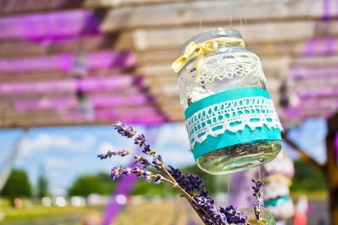 Jar with lavander Stock Photos
