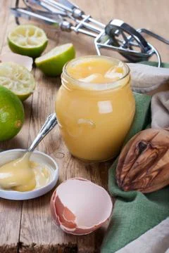 Jar of lime curd Stock Photos
