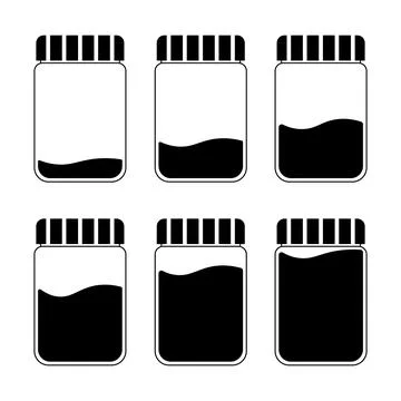 Jar Liquid Level Icons Set Vector Illustration Stock Illustration