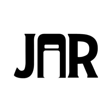 JAR Logotype with negative space jar shape vector Stock Illustration