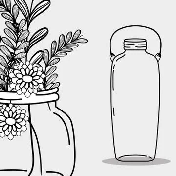 Jar mason rustic style preserve Stock Illustration