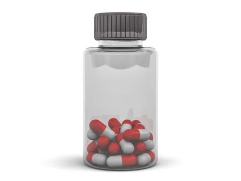 Jar with medicinal capsules. 3D Stock Illustration