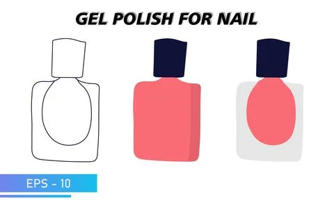 A jar of nail polish. A simple jar, a transparent colored jar and a silhouette Stock Illustration