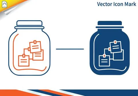 Jar with notes vector icon mark. Stock Illustration