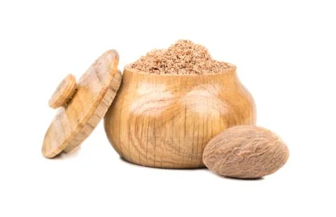 Jar of nutmeg Stock Photos