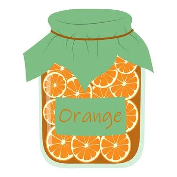 Jar of orange jam, vector isolated on a white background Stock Illustration