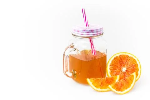 Jar of orange tea Stock Photos