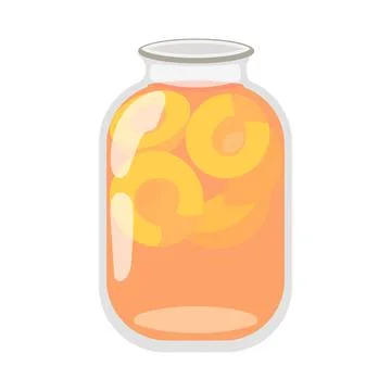 A jar of peach compote. Packaged jar of apricot jam or compote. Canned peach Stock Illustration