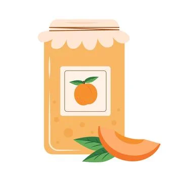 Jar with peach jam. Vector illustration of a glass jar with peach jam 스톡 일러스트