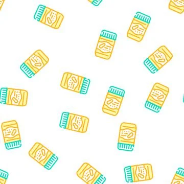 Jar with peanut butter vector seamless pattern Stock Illustration