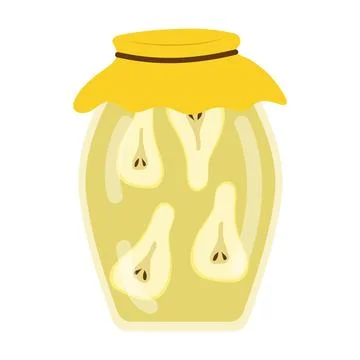 Jar of pear compote, vector isolated on a white background Stock Illustration