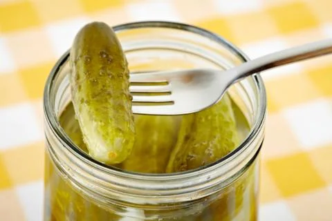 Jar of pickled cucumber. Stock Photos