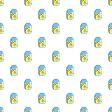 Jar of pickled cucumbers seamless pattern background Stockillustratie