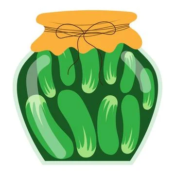 Jar of pickled cucumbers, vector isolated on a white background Stock Illustration
