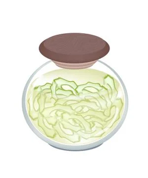 A Jar of Pickled Slice Bitter Melon Stock Illustration