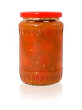 Jar of pickled tomatoes Foto stock